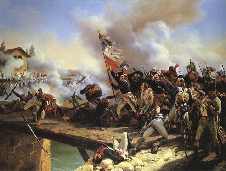 Horace Vernet Napoleon Bonaparte leading his troops over the bridge of Arcole oil painting picture
